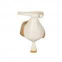 Woman's pointy open shoe with strap in cream and cognac brown leather heel 6 - Available sizes:  44