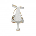 Woman's open shoe with crossed strap in silver laminated fabric heel 8 - Available sizes:  46