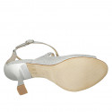 Woman's open shoe with crossed strap in silver laminated fabric heel 8 - Available sizes:  46