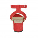 Sandale pour femmes avec courroie à la cheville en daim rouge talon 5 - Pointures disponibles:  42, 44