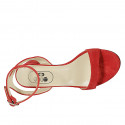 Woman's sandal with anklestrap in red suede heel 5 - Available sizes:  42, 44