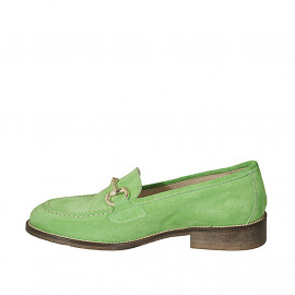 Mocasín para mujer en gamuza verde con accesorio tacon 3 - Tallas disponibles:  43 2