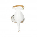Woman's open shoe with strap and accessory in white leather heel 8 - Available sizes:  42, 43, 44, 45
