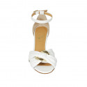 Woman's open shoe with strap and accessory in white leather heel 8 - Available sizes:  42, 43, 44, 45
