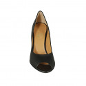 Woman's open shoe in black leather heel 9 - Available sizes:  31, 32, 34, 42