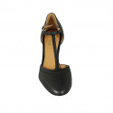 Chaussure ouverte pour femmes avec courroie à T en cuir noir talon 8 - Pointures disponibles:  31, 42