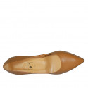Escarpin à bout pointu pour femmes en cuir cognac avec talon 8 - Pointures disponibles:  31, 42