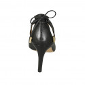 Chaussure à bout pointu pour femmes avec lacets en cuir noir talon 8 - Pointures disponibles:  31, 32, 34