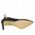 Zapato de salon a punta para mujer con cordones en piel negra tacon 8 - Tallas disponibles:  31, 32, 34