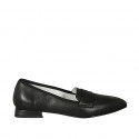 Woman's pointy loafer in black leather heel 2 - Available sizes:  42