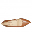 Woman's pointy pump in cognac brown leather with heel 9 - Available sizes:  42