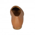 Woman's loafer in cognac brown leather heel 1 - Available sizes:  42, 43, 44, 45