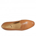 Mocasino para mujer en piel cognac tacon 1 - Tallas disponibles:  42, 43, 44, 45