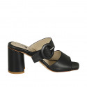 Mule pour femmes avec boucle en cuir noir talon 7 - Pointures disponibles:  42, 43