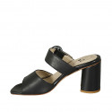 Mule pour femmes avec boucle en cuir noir talon 7 - Pointures disponibles:  42, 43