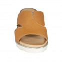 Mule pour femmes en cuir cognac talon compensé 3 - Pointures disponibles:  42, 43