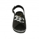 Woman's sandal with chain in black leather wedge heel 4 - Available sizes:  42