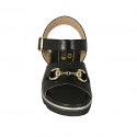 Woman's sandal in black leather with strap and accessory wedge heel 3 - Available sizes:  42