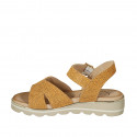 Sandalo da donna in pelle stampata arancione con cinturino zeppa 3 - Misure disponibili: 42, 43