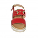 Sandalo da donna con accessorio in pelle rossa zeppa 4 - Misure disponibili: 42, 43