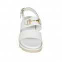 Sandale pour femmes avec accessoire en cuir blanc talon compensé 4 - Pointures disponibles:  42