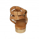 Woman's sandal with straps in white and cognac brown leather heel 2 - Available sizes:  42