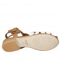 Sandale pour femmes avec courroies en cuir blanc et cognac talon 2 - Pointures disponibles:  42