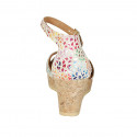 Woman's open shoe with strap and platform in multicolored printed suede wedge heel 7 - Available sizes:  42, 43