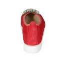 Ballerina da donna in camoscio rosso con clip strass rimovibile zeppa 3 - Misure disponibili: 32, 43