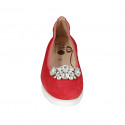 Ballerine pour femmes en daim rouge avec clip strass amovible talon compensé 3 - Pointures disponibles:  32, 43
