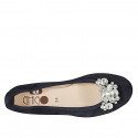 Ballerina da donna in camoscio blu con clip strass rimovibile zeppa 3 - Misure disponibili: 32
