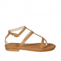 Sandalia de dedo para mujer en piel cognac tacon 1 - Tallas disponibles:  33