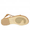 Woman's thong sandal in cognac brown leather with heel 1 - Available sizes:  33