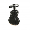 Woman's thong sandal in black leather with heel 1 - Available sizes:  33
