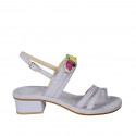 Woman's thong sandal in lilac suede with rhinestones heel 3 - Available sizes:  42, 44, 46