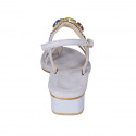 Woman's thong sandal in lilac suede with rhinestones heel 3 - Available sizes:  42, 44, 46