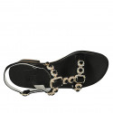 Sandale pour femmes en daim noir avec strass talon 3 - Pointures disponibles:  46