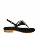 Sandalia de dedo en gamuza negra con estrás para mujer tacon 2 - Tallas disponibles:  42, 45