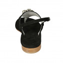 Woman's thong sandal in black suede with rhinestones heel 2 - Available sizes:  42, 45