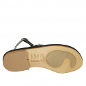 Woman's thong sandal with rhinestones in black leather heel 2 - Available sizes:  42