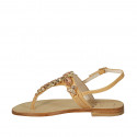Sandalo infradito da donna in pelle beige con strass tacco 2 - Misure disponibili: 42
