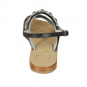 Sandale pour femmes avec strass en cuir noir talon 2 - Pointures disponibles:  33, 42