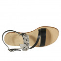 Sandalo da donna con strass in pelle nera tacco 2 - Misure disponibili: 33, 42