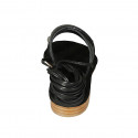 Sandalia en estilo gladiador con cordones y tachuelas para mujer en piel negra tacon 2 - Tallas disponibles:  33, 42