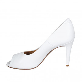Woman's open shoe in white leather heel 9 - Available sizes:  31, 34, 43 2