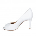 Zapato abierto para mujer en piel blanca tacon 9 - Tallas disponibles:  31, 34, 43