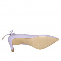 Decolté a punta da donna con laccio in pelle lilla tacco 8 - Misure disponibili: 31, 32, 42