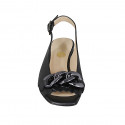 Woman's sandal with chain and fringes in black leather heel 4 - Available sizes:  32, 34