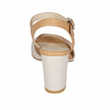 Sandale pour femmes en cuir cognac et beige avec courroie talon 8 - Pointures disponibles:  42, 43