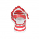 Sandalia para mujer con cinturon y nudo en piel roja cuña 4 - Tallas disponibles:  42, 45